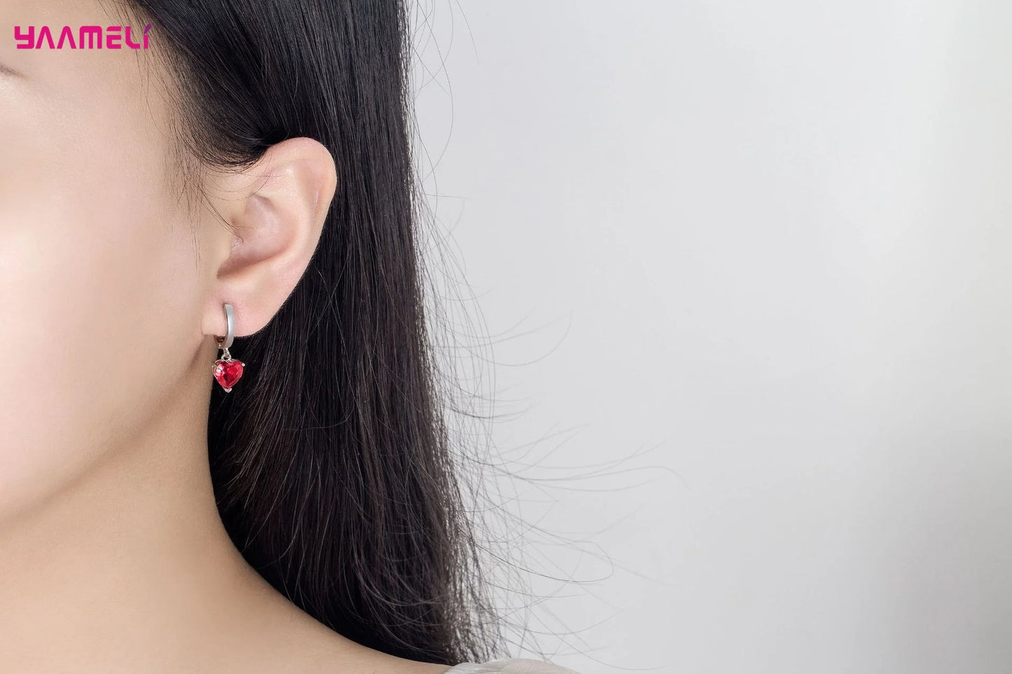 “Romantic 925 Sterling Silver Jewelry Set - Heart-Shaped Zircon Earrings, Necklace, and Ring.”