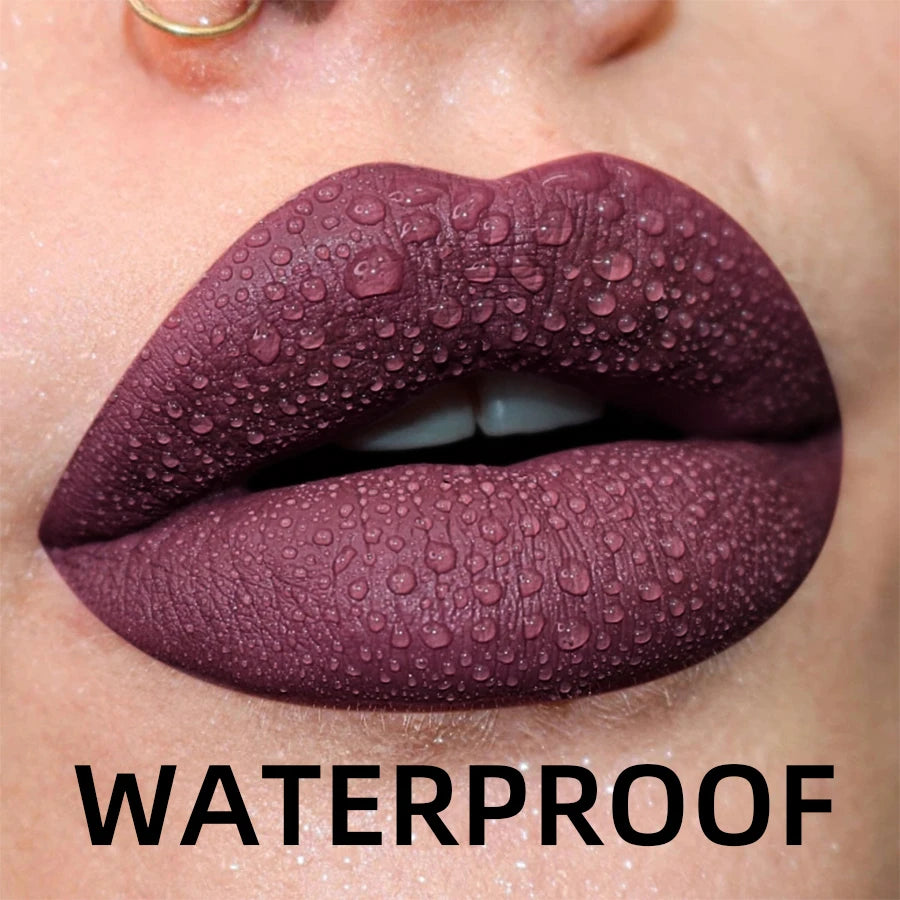 “19-Color Matte Velvet Lip Gloss – Waterproof Liquid Lipstick, Nude to Black Shades”