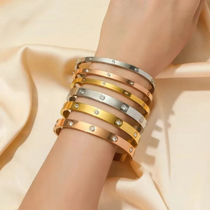 “Fashion Stainless Steel Cubic Zirconia Bracelet Couple Holiday Party Everyday Jewelry Gift”