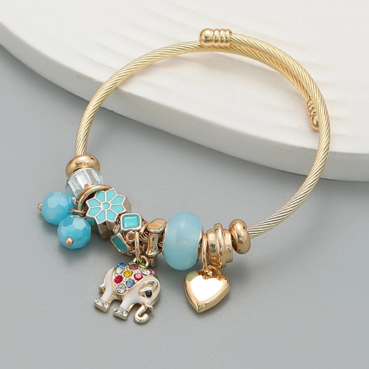 “Fashion Multi-Element Stainless Steel Circle Beaded Love Bracelet, Perfect Women’s Gift”