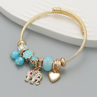 “Fashion Multi-Element Stainless Steel Circle Beaded Love Bracelet, Perfect Women’s Gift”