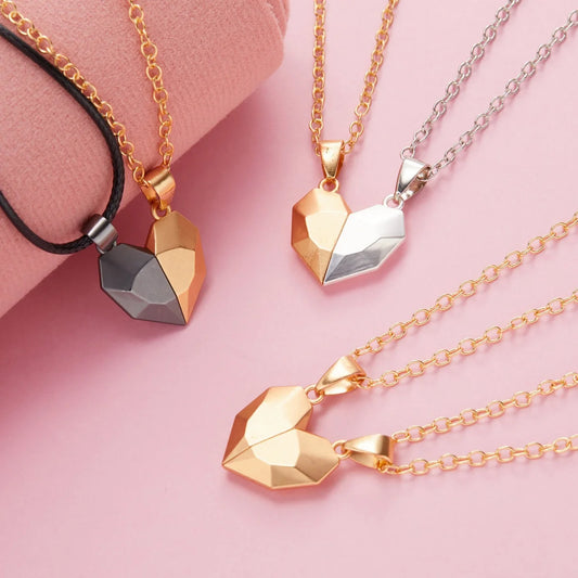“2Pcs Magnetic Heart Necklace - Couples’ Jewelry for Valentine’s & Weddings.”