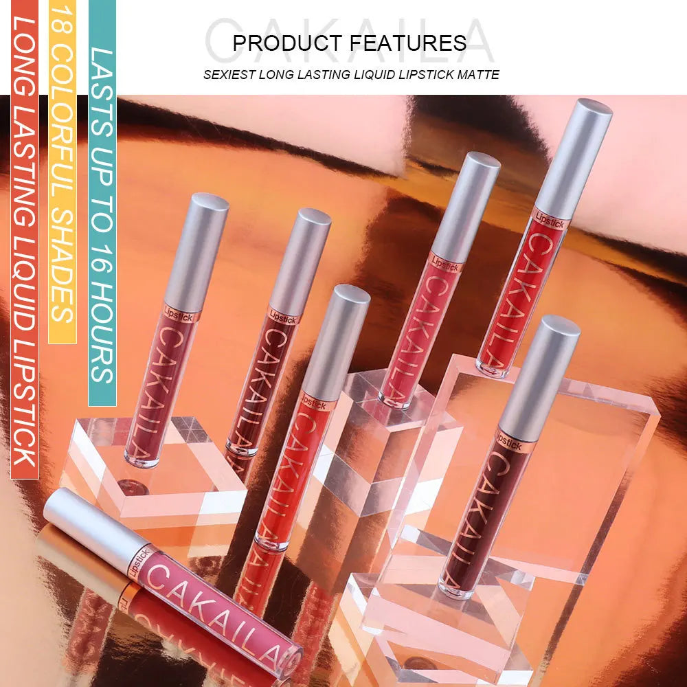 “18-Color Matte Lipstick – Non-Stick, Waterproof Long-Lasting Lip Gloss”