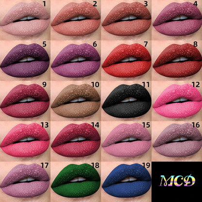 “19-Color Matte Velvet Lip Gloss – Waterproof Liquid Lipstick, Nude to Black Shades”