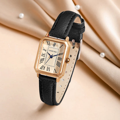 “Fashion Retro Digital Dial Watch - Square Leather Strap Quartz Wristwatch for Women.”