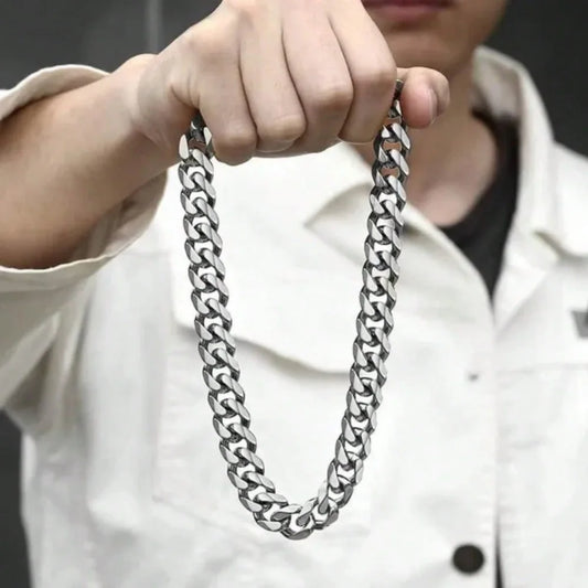 “1pc Men’s Stainless Steel Chain Necklace - Unisex Hip Hop Jewelry.”