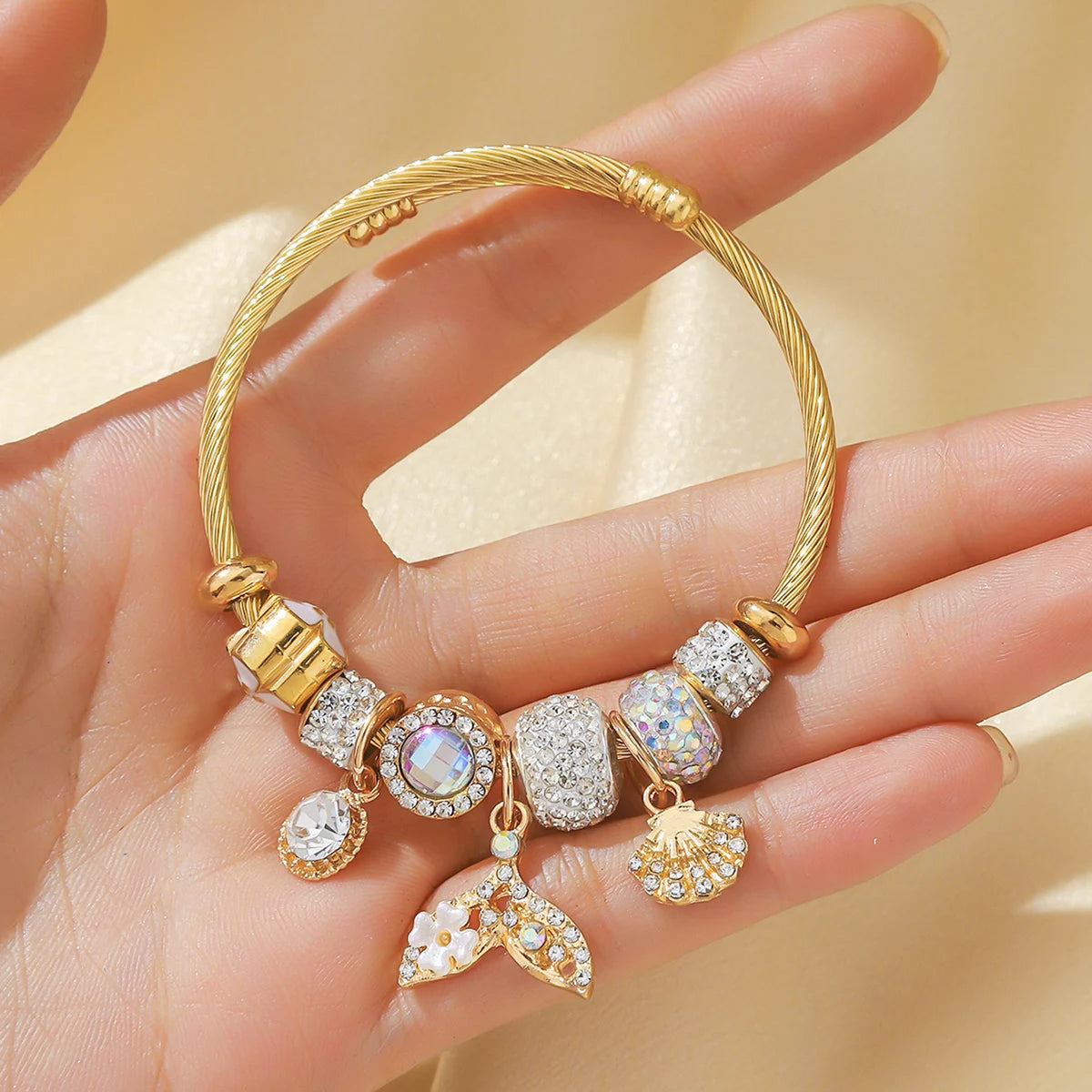 “Fashion Women Stainless Steel Multi Element Pan Family Bracelet Daily Party Gift”
