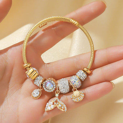 “Fashion Women Stainless Steel Multi Element Pan Family Bracelet Daily Party Gift”