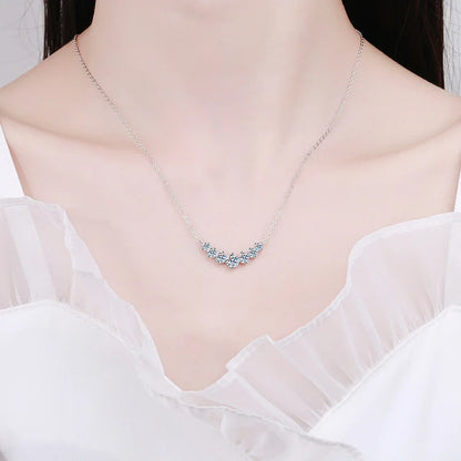 “Moissanite necklace for women, 925 silver, 18K white gold plated, certified jewelry.”