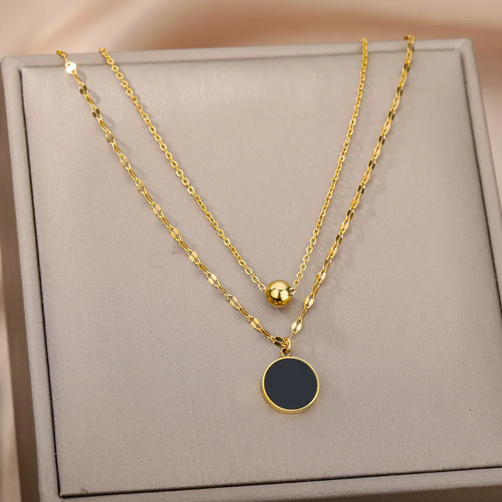 “316L Stainless Steel Heart Necklace - Multilayer Gold Goth Jewelry.”