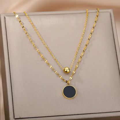 “316L Stainless Steel Heart Necklace - Multilayer Gold Goth Jewelry.”