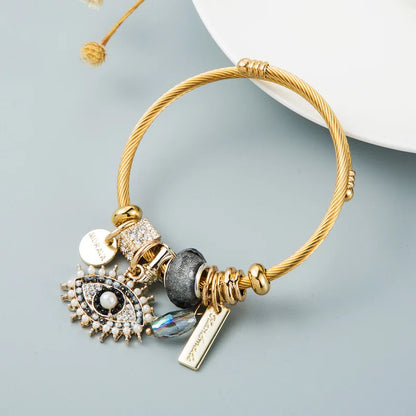 “Fashion Multi-Element Stainless Steel Circle Beaded Love Bracelet, Perfect Women’s Gift”