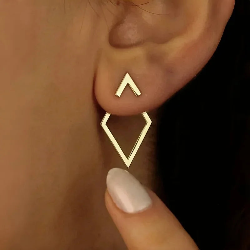 “Retro Geometric Square Triangle Stud Earrings for Women - Fashion Jewelry.”