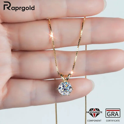 "GRA Certified 0.5-5ct Moissanite Pendant, 925 Sterling Silver Necklace, Elegant Gift for Women."