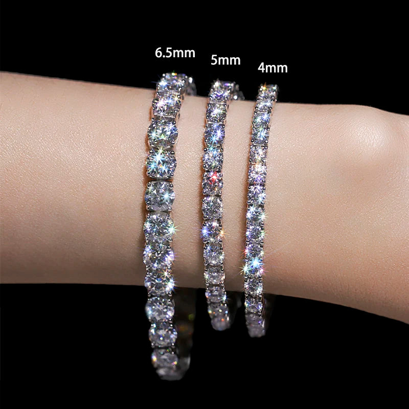 “3-5mm Real Moissanite Bracelet, Sparkling S925 Sterling Silver, Luxury Wedding Jewelry.”