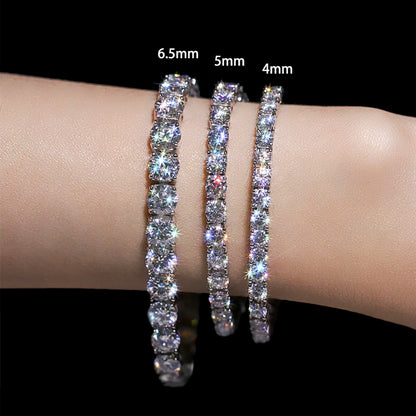 “3-5mm Real Moissanite Bracelet, Sparkling S925 Sterling Silver, Luxury Wedding Jewelry.”