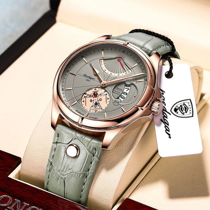 “Luxury Men’s Quartz Watch Waterproof Luminous Date Leather Fashion Wristwatch”