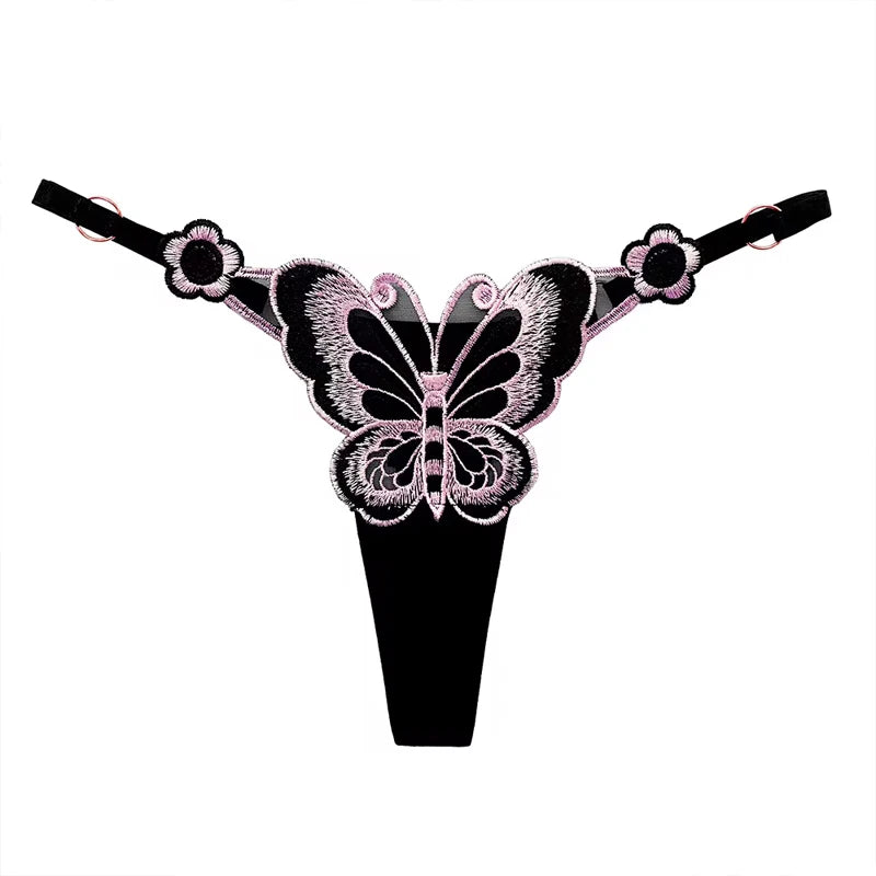 “Sexy Lace Butterfly Thong - Transparent Mesh Low Waist G-String for Women.”