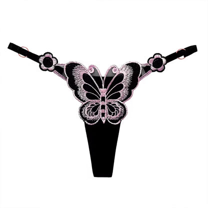 “Sexy Lace Butterfly Thong - Transparent Mesh Low Waist G-String for Women.”