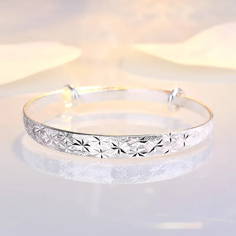 “925 silver romantic gypsophila star bangle, elegant women’s bracelet, perfect for parties and weddings.”