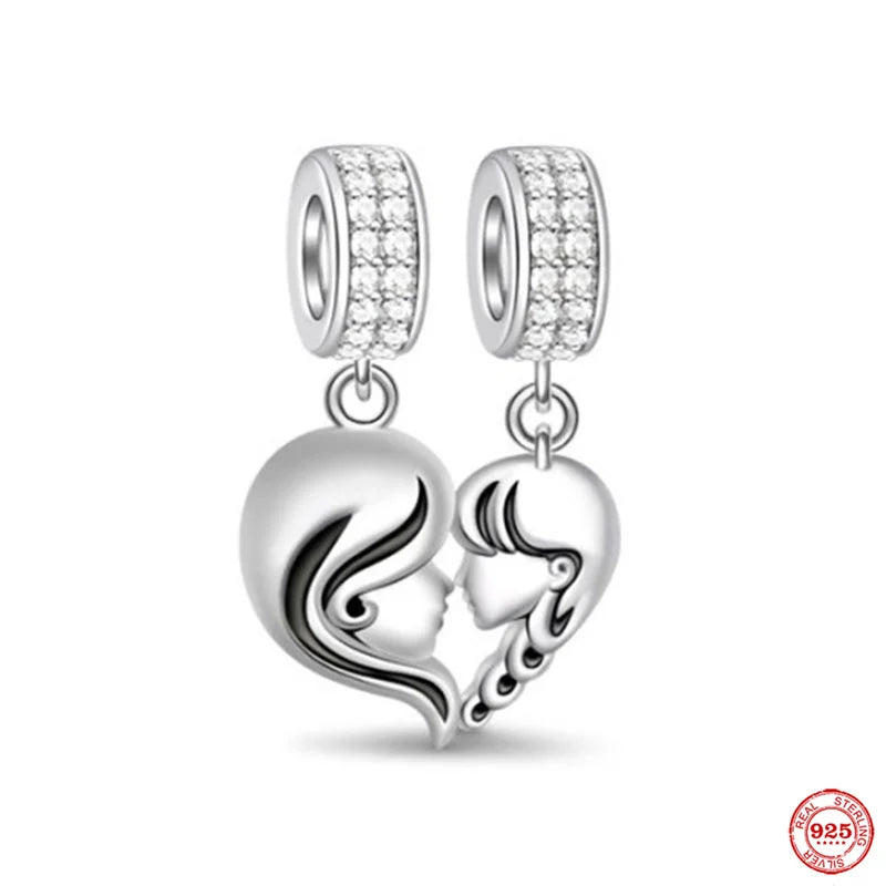 “925 Silver Family Charm Pendant - Sparkling Boy/Girl Bead for Pandora Bracelet.”