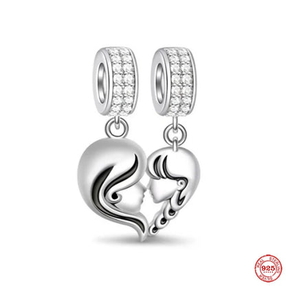 “925 Silver Family Charm Pendant - Sparkling Boy/Girl Bead for Pandora Bracelet.”