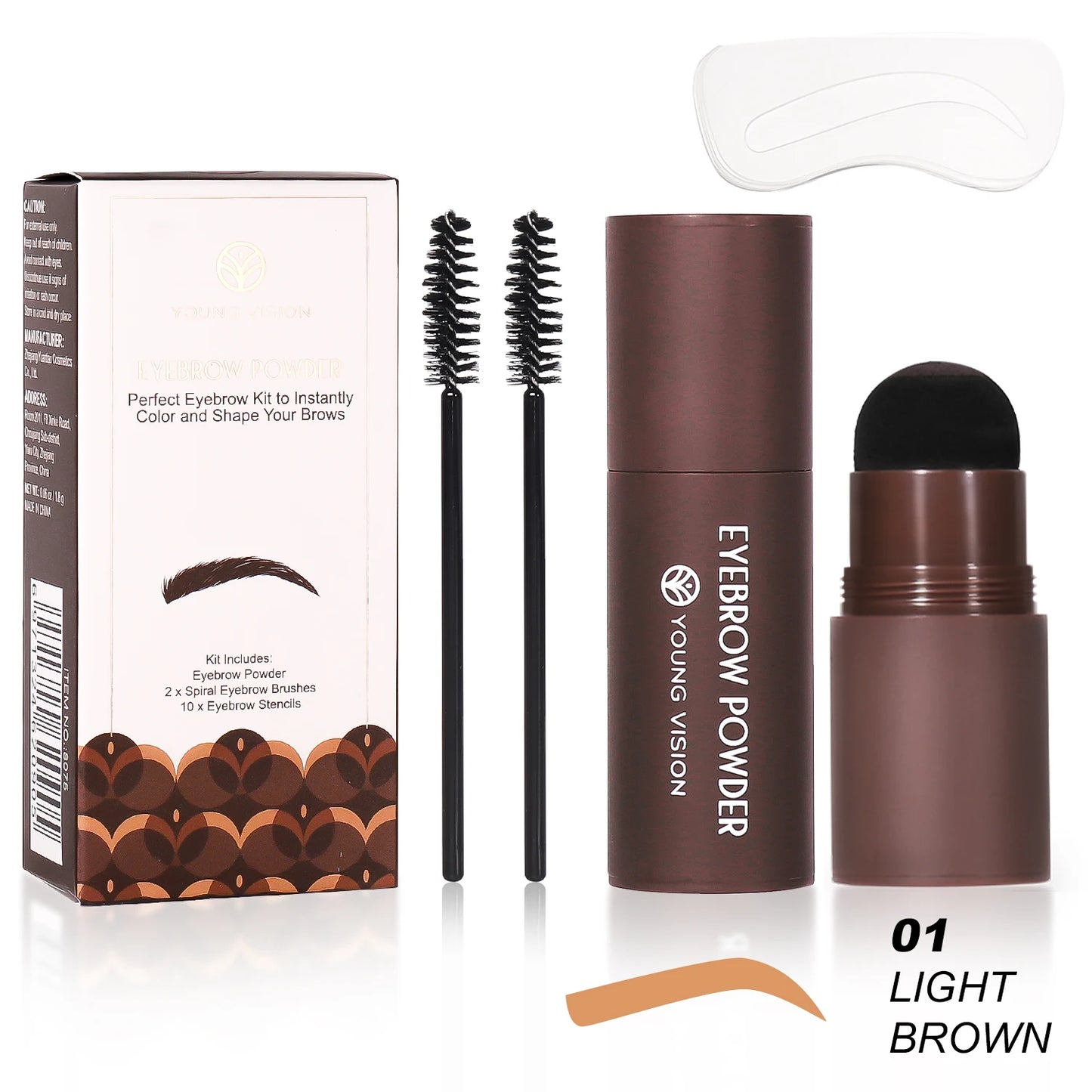 “Eyebrow Stamp Stencil Kit – 1 Stamp, 10 Shapes, Long-Lasting, Waterproof Brow Makeup”
