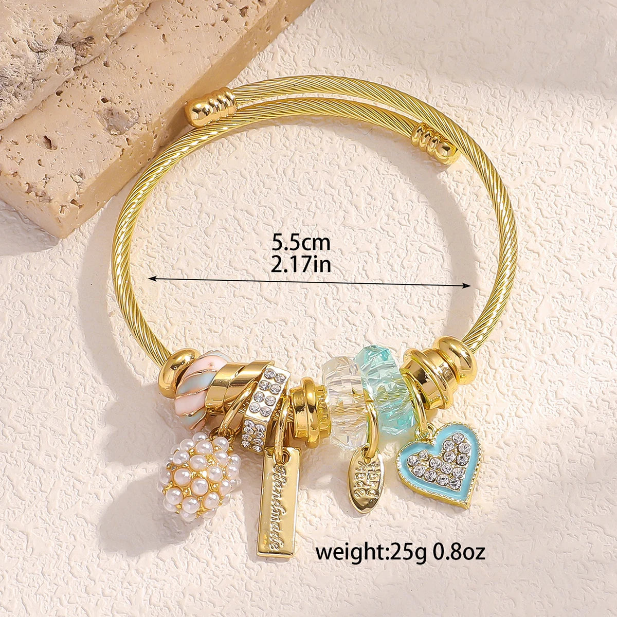 “Fashion Multi-Element Stainless Steel Circle Beaded Love Bracelet, Perfect Women’s Gift”
