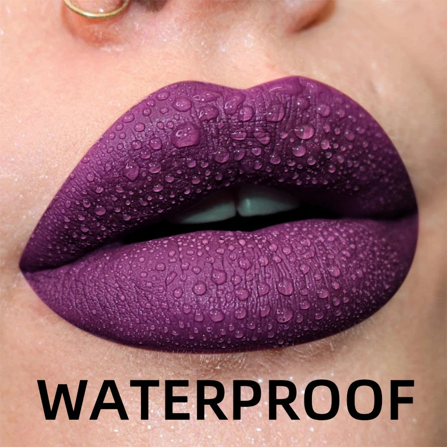 “19-Color Matte Velvet Lip Gloss – Waterproof Liquid Lipstick, Nude to Black Shades”