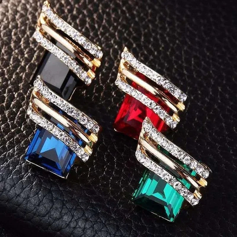 “Gold-Plated Zircon Earrings for Women - Elegant Anniversary Jewelry.”