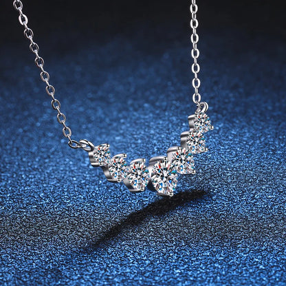 “Moissanite necklace for women, 925 silver, 18K white gold plated, certified jewelry.”