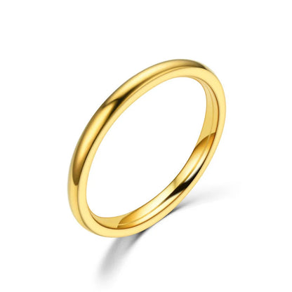 “2mm Thin Stainless Steel Rings - Rose Gold Titanium Steel for Women & Girls.”