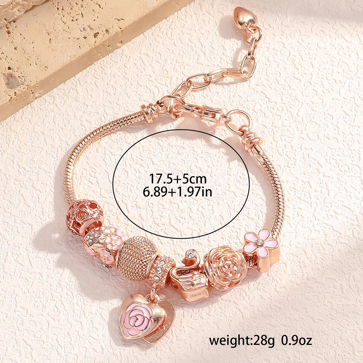 “Fashion rose and swan charm bracelet, elegant accessory for parties or daily wear.”