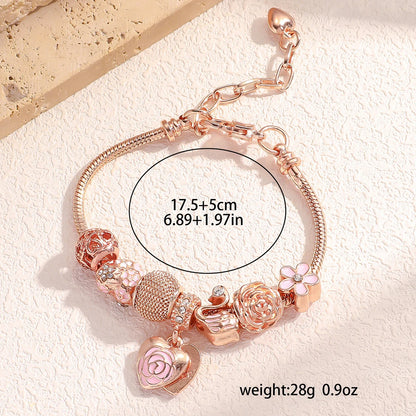“Fashion rose and swan charm bracelet, elegant accessory for parties or daily wear.”