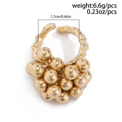 “IngeSight.Z creative CCB small ball ring for women and men, irregular metal open ring, trendy punk couple jewelry.”