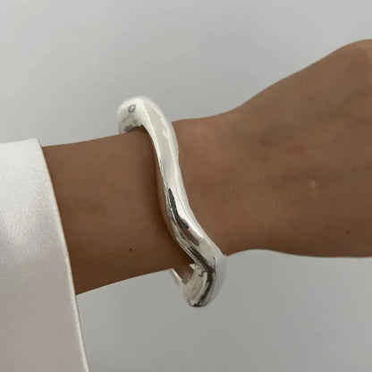 “Wide Cuff Bangles – Punk Gold & Silver Geometric Metal, Large Bracelets for Women ”