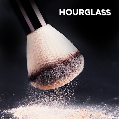 “Soft round head makeup brush, natural fibers, modern design, for daily use.”