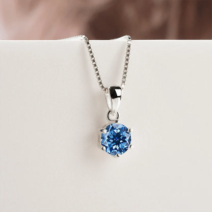 “1CT Real Moissanite Pendant Necklace, Royal Blue, Sterling Silver Wedding Jewelry.”