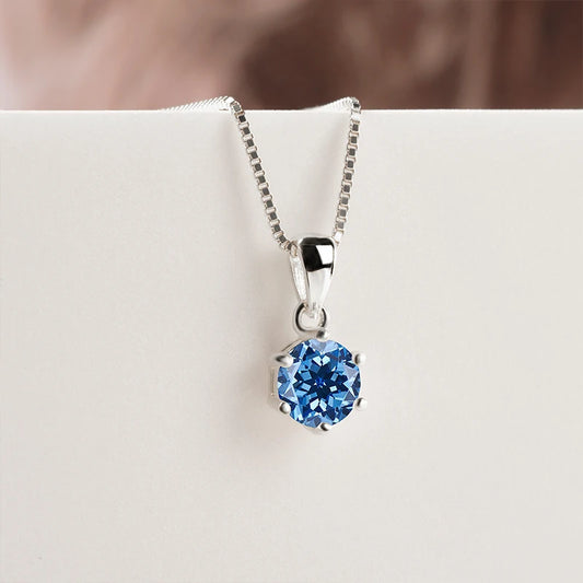“1CT Real Moissanite Pendant Necklace, Royal Blue, Sterling Silver Wedding Jewelry.”