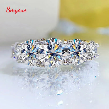 “18k plated 3.6CT moissanite ring, 5 stones, 925 silver, GRA certified wedding band.”