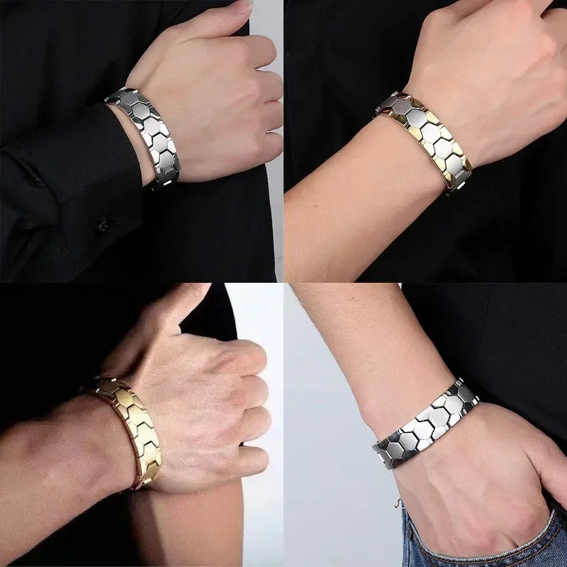 “Men’s Magnetic Detox Bracelet - Lymph Drainage & Arthritis Pain Relief Jewelry.”