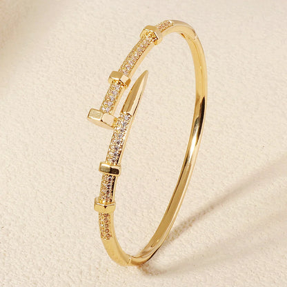 “Trendy zircon screw bracelet for women, perfect gift for everyday and parties.”