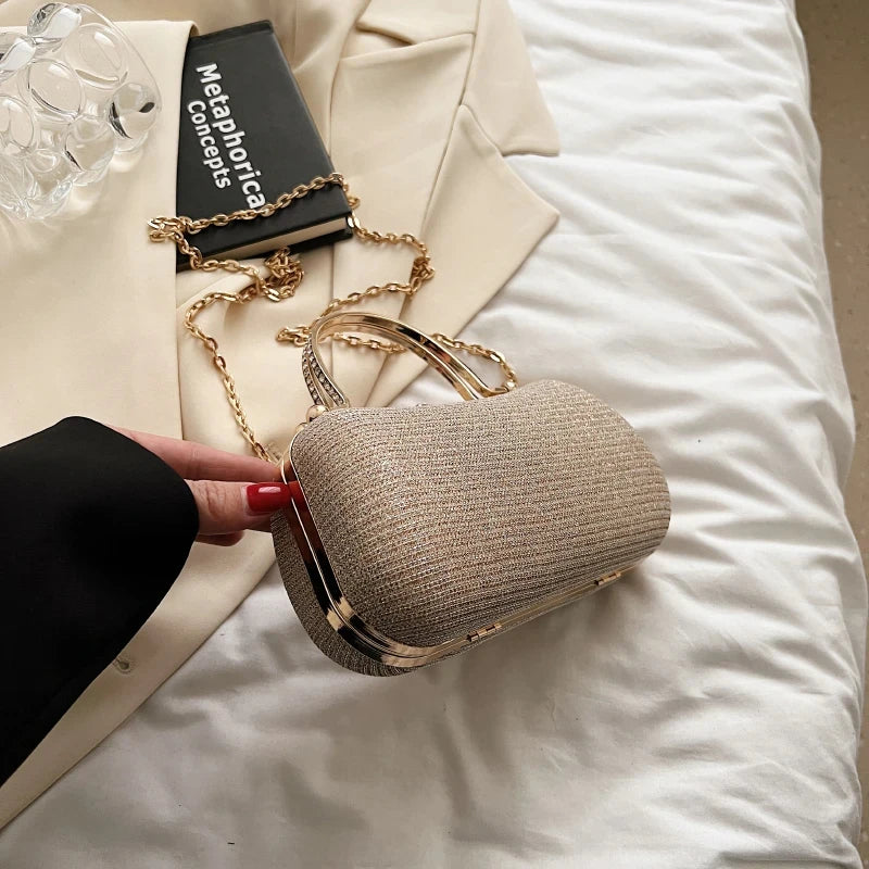 “Chain evening bag, dinner shoulder handbag, vintage crossbody satchel for women, fashion accessory.”
