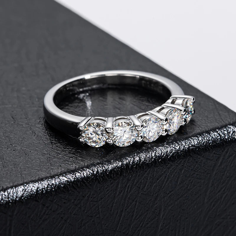 “4mm D Color VVS Moissanite Ring for Women, S925 Sterling Silver Wedding Band.”