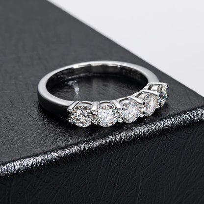 “4mm D Color VVS Moissanite Ring for Women, S925 Sterling Silver Wedding Band.”