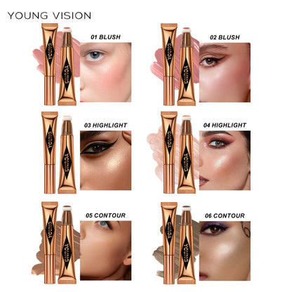 “YOUNG VISION Air Cushion Powder Blusher – High Gloss Stick, Liquid Rouge, 6 Color Options”