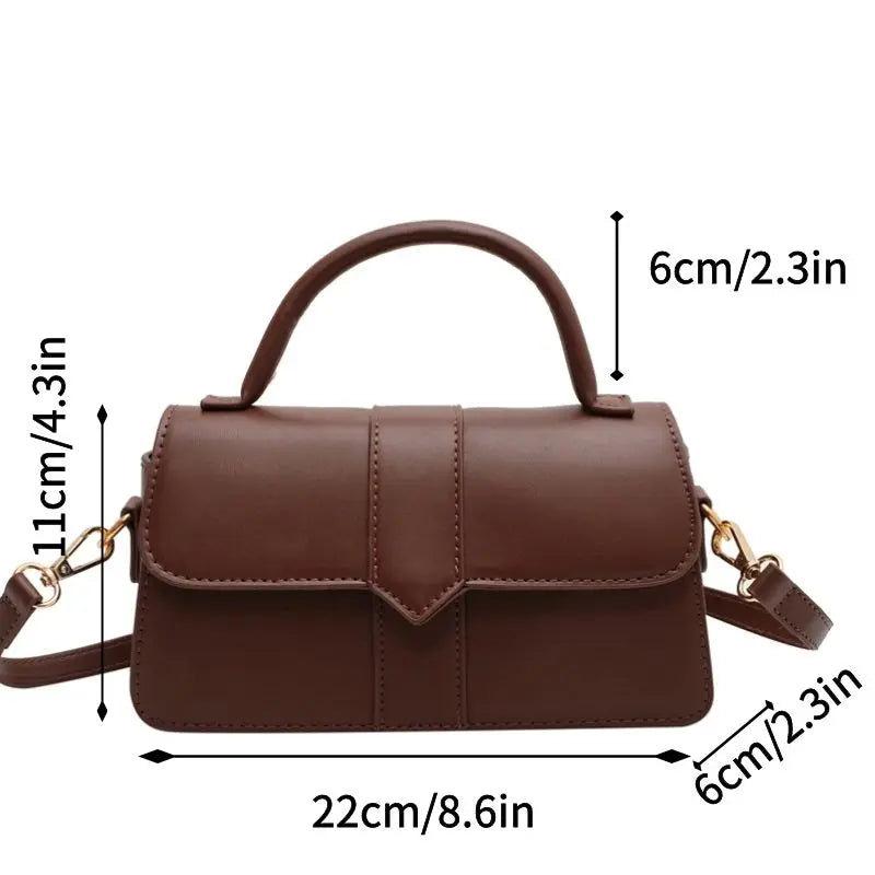 “PU leather shoulder bag, vintage square satchel, fashion crossbody handbag for women, black.”