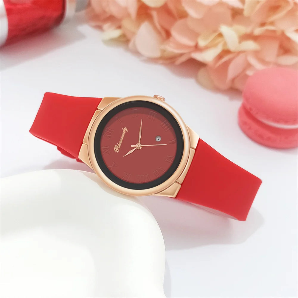 “Simple Roman Numerals Quartz Watch, Casual Silicone Strap, Stylish Ladies’ Wristwatch.”