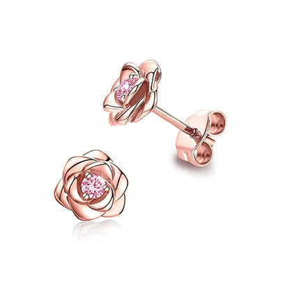 “Huitan Eternity Love Heart Earrings - Silver/Gold Color Fashion Studs for Women.”