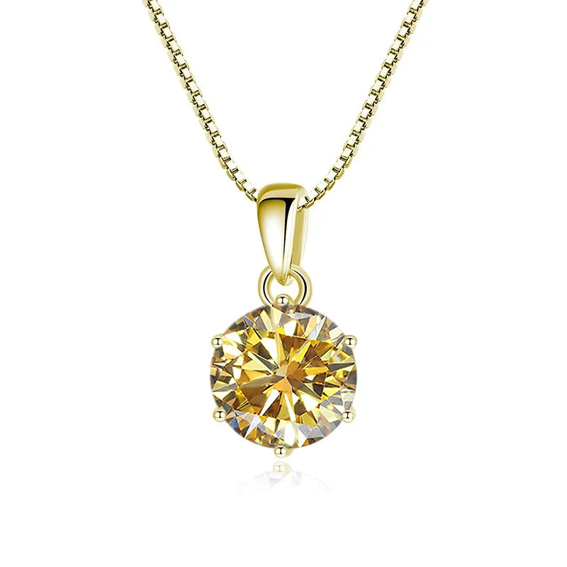 “1CT Real Moissanite Pendant Necklace, Royal Blue, Sterling Silver Wedding Jewelry.”